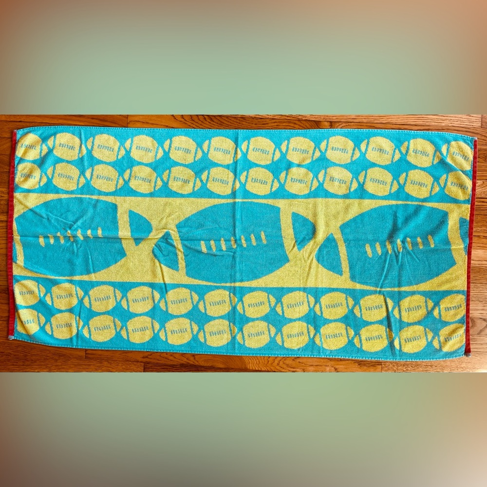 Blue and Yellow Football Pattern Beach Towel